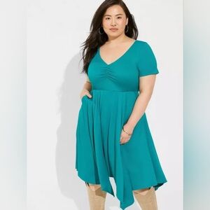 Torrid Teal Knit Ribbed Dress New Size 1 Plus Size